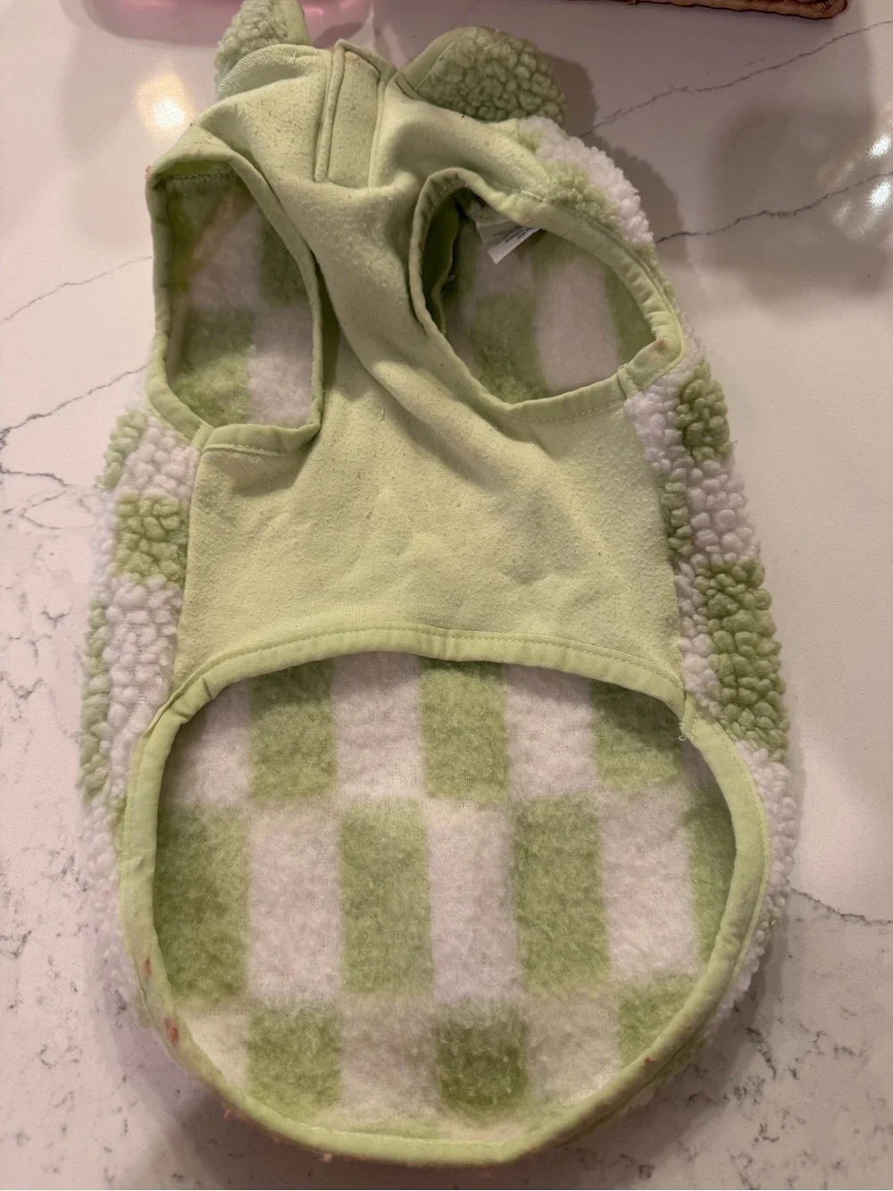 Like New Excellent Condition Green Checkered Sherpa Dog Jacket Size Small